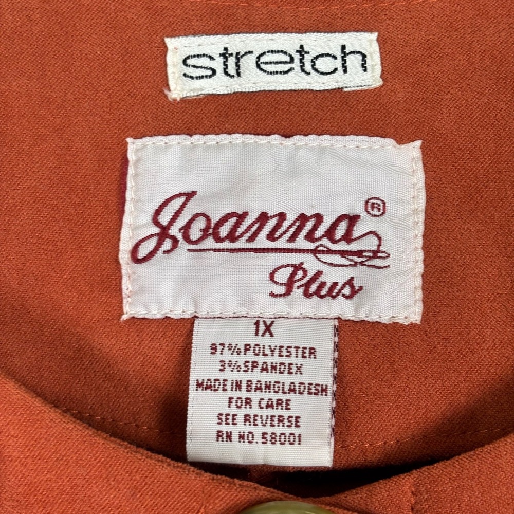 Joanna Plus Rust Orange Faux Suede Stretch Button Front Jacket Top Womens 1X - Picture 6 of 8
